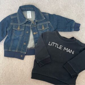 Denim Jacket and Black Sweatshirt Set for Kids 6-12 months